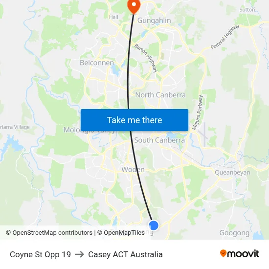 Coyne St Opp 19 to Casey ACT Australia map