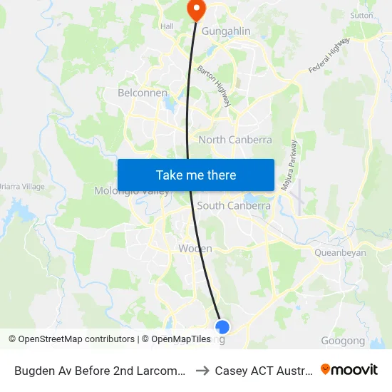 Bugden Av Before 2nd Larcombe Cr to Casey ACT Australia map