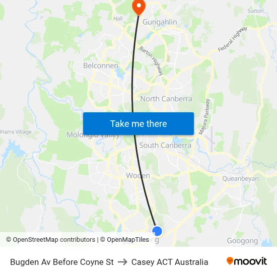 Bugden Av Before Coyne St to Casey ACT Australia map