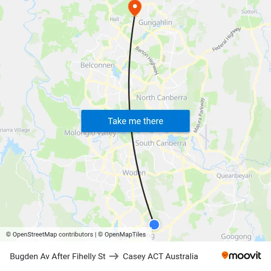 Bugden Av After Fihelly St to Casey ACT Australia map
