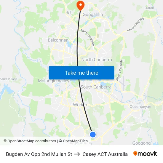 Bugden Av Opp 2nd Mullan St to Casey ACT Australia map