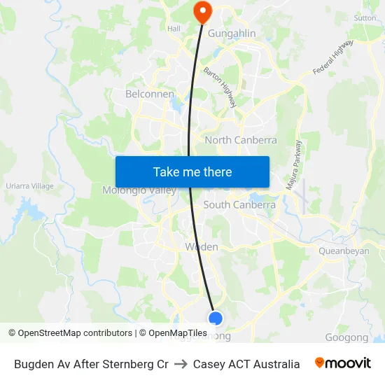 Bugden Av After Sternberg Cr to Casey ACT Australia map