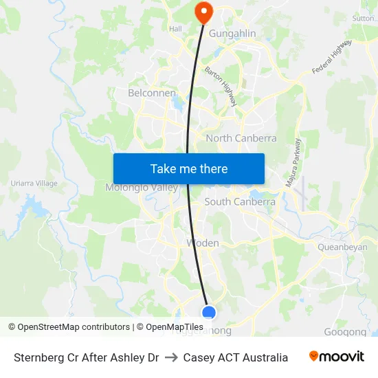 Sternberg Cr After Ashley Dr to Casey ACT Australia map
