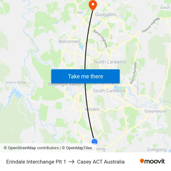 Erindale Interchange Plt 1 to Casey ACT Australia map
