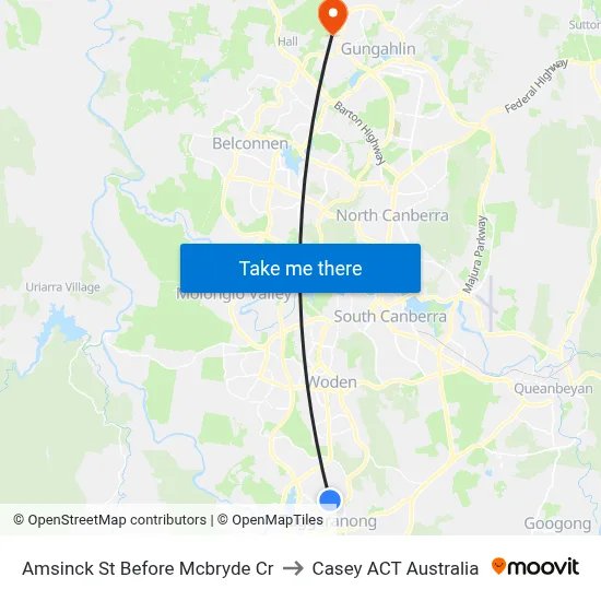 Amsinck St Before Mcbryde Cr to Casey ACT Australia map