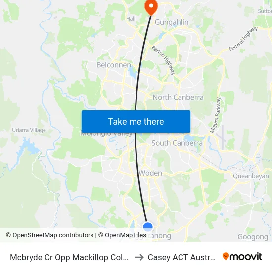 Mcbryde Cr Opp Mackillop College to Casey ACT Australia map