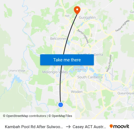 Kambah Pool Rd After Sulwood Dr to Casey ACT Australia map
