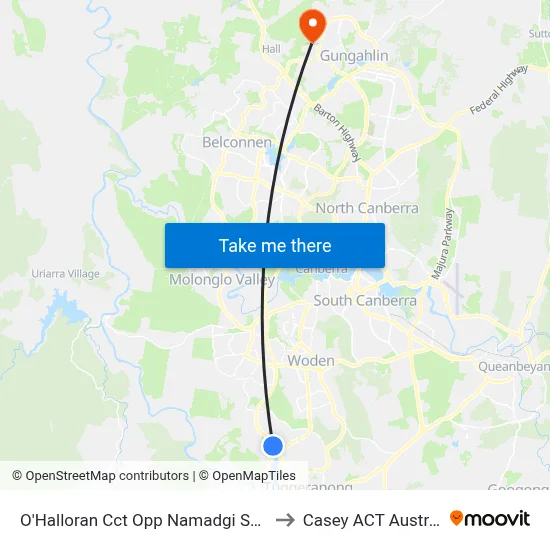 O'Halloran Cct Opp Namadgi School to Casey ACT Australia map