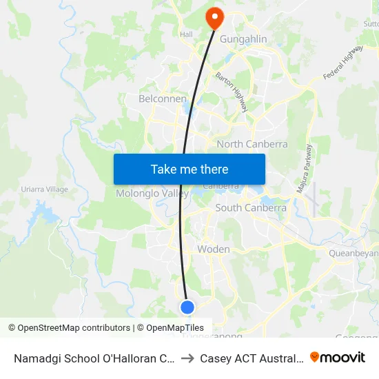 Namadgi School O'Halloran Cct to Casey ACT Australia map