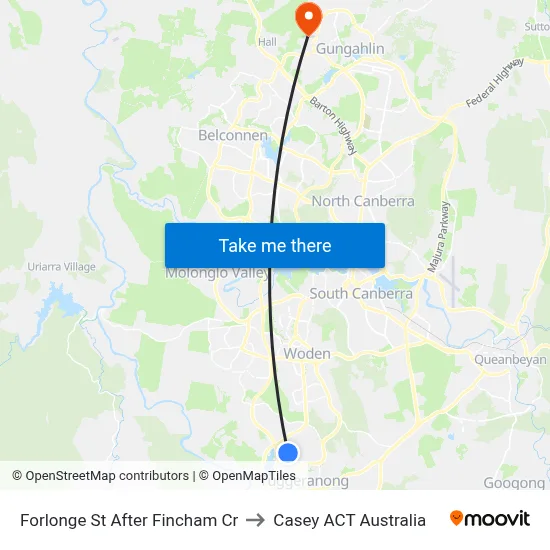 Forlonge St After Fincham Cr to Casey ACT Australia map