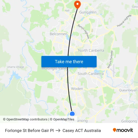 Forlonge St Before Gair Pl to Casey ACT Australia map