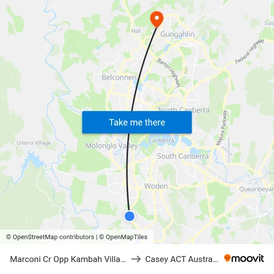 Marconi Cr Opp Kambah Village to Casey ACT Australia map