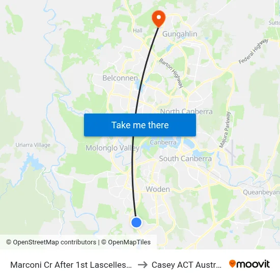 Marconi Cr After 1st Lascelles Cct to Casey ACT Australia map