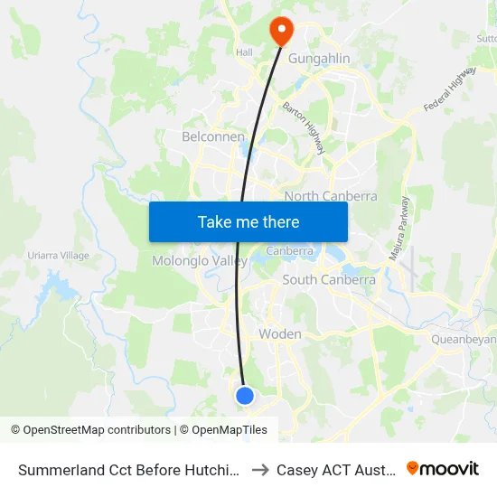 Summerland Cct Before Hutchison Cr to Casey ACT Australia map