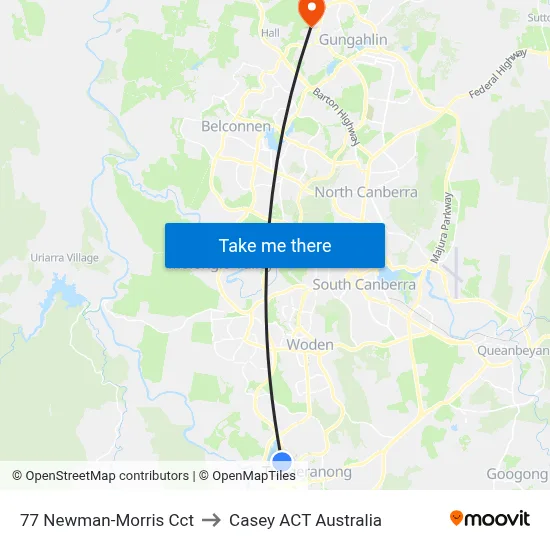 77 Newman-Morris Cct to Casey ACT Australia map