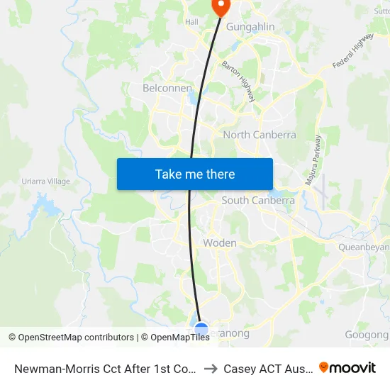 Newman-Morris Cct After 1st Collocott Cr to Casey ACT Australia map