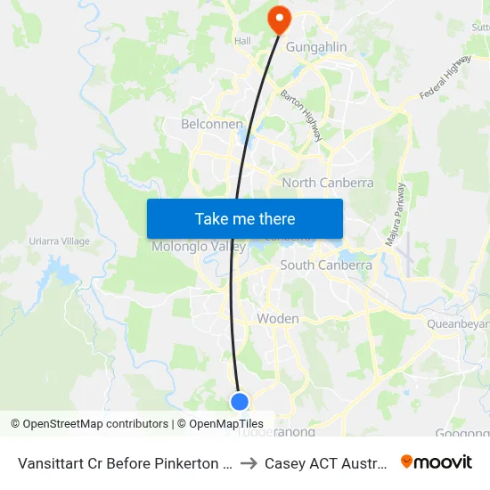 Vansittart Cr Before Pinkerton Cct to Casey ACT Australia map