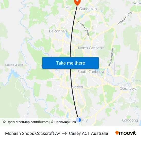 Monash Shops Cockcroft Av to Casey ACT Australia map