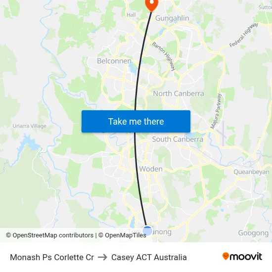Monash Ps Corlette Cr to Casey ACT Australia map