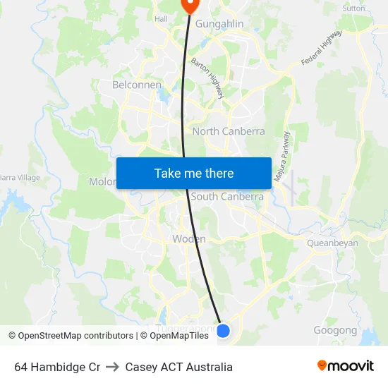 64 Hambidge Cr to Casey ACT Australia map