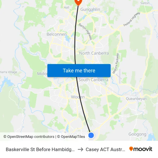 Baskerville St Before Hambidge Cr to Casey ACT Australia map
