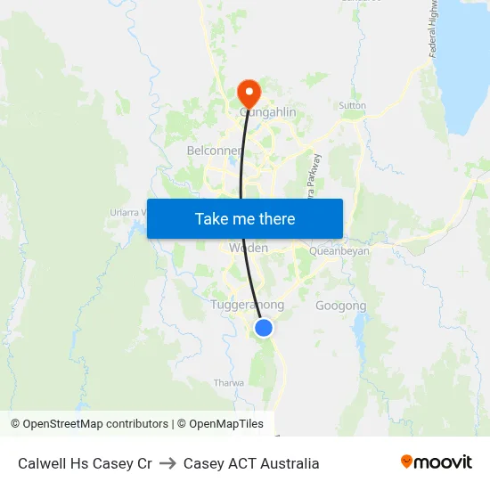 Calwell Hs Casey Cr to Casey ACT Australia map