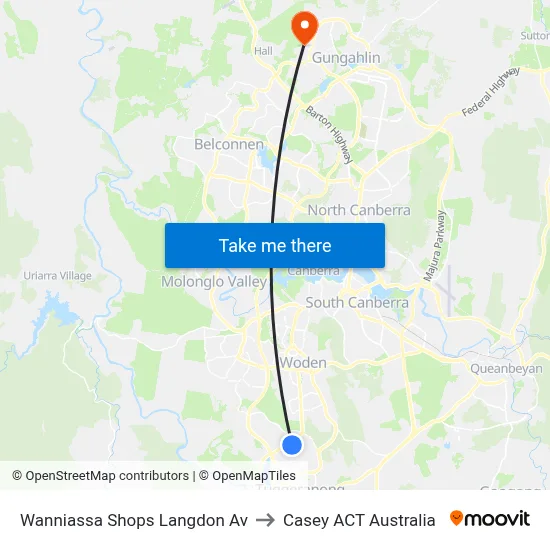 Wanniassa Shops Langdon Av to Casey ACT Australia map
