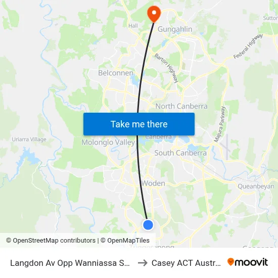 Langdon Av Opp Wanniassa Shops to Casey ACT Australia map