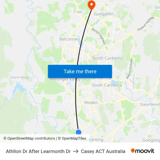 Athllon Dr After Learmonth Dr to Casey ACT Australia map