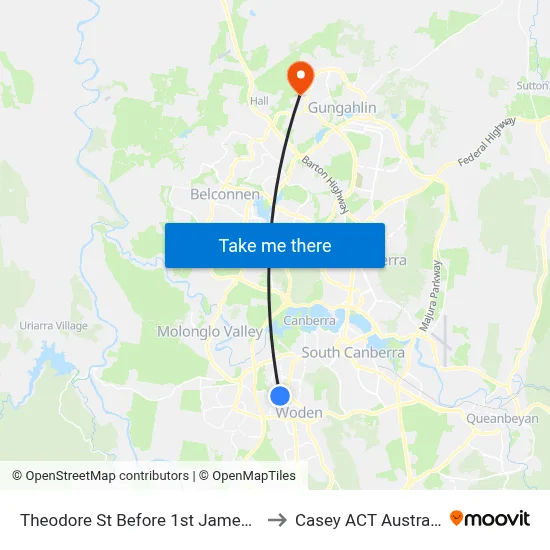 Theodore St Before 1st James St to Casey ACT Australia map