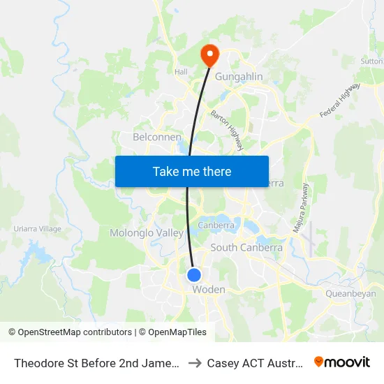 Theodore St Before 2nd James St to Casey ACT Australia map