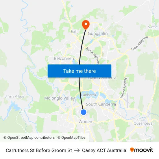 Carruthers St Before Groom St to Casey ACT Australia map
