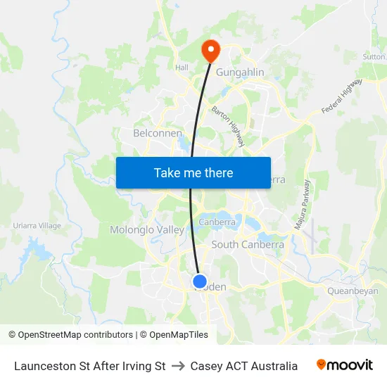 Launceston St After Irving St to Casey ACT Australia map