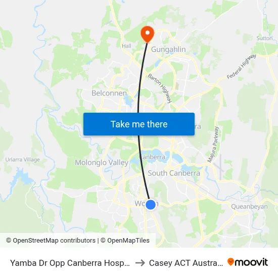 Yamba Dr Opp Canberra Hospital to Casey ACT Australia map