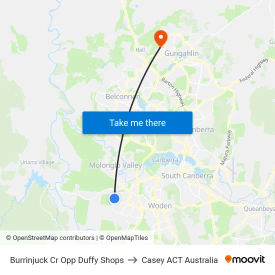 Burrinjuck Cr Opp Duffy Shops to Casey ACT Australia map