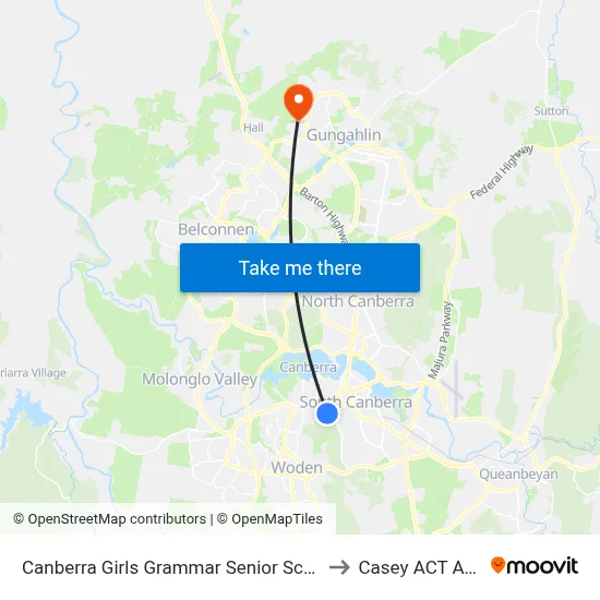 Canberra Girls Grammar Senior School Gawler Cr to Casey ACT Australia map