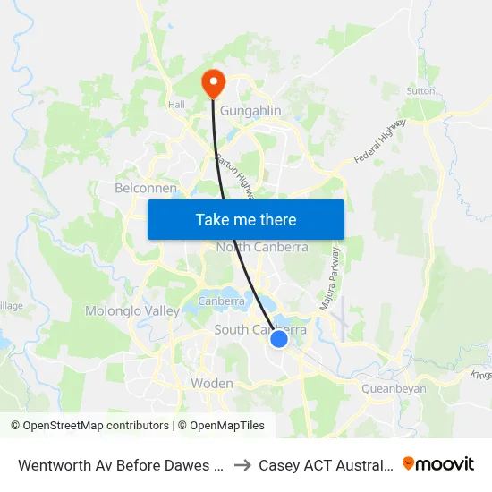 Wentworth Av Before Dawes St to Casey ACT Australia map