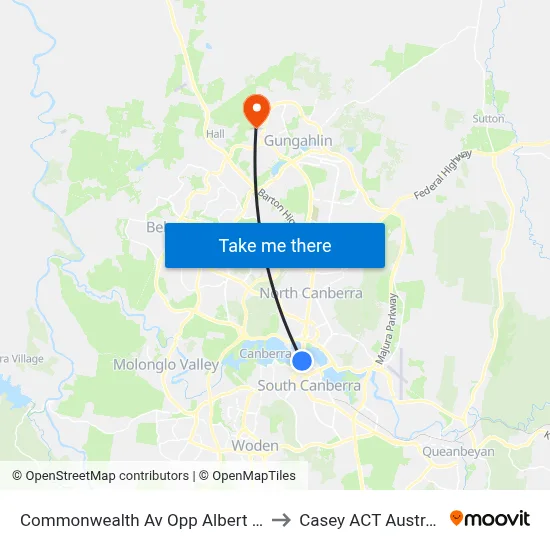 Commonwealth Av Opp Albert Hall to Casey ACT Australia map