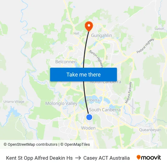 Kent St Opp Alfred Deakin Hs to Casey ACT Australia map