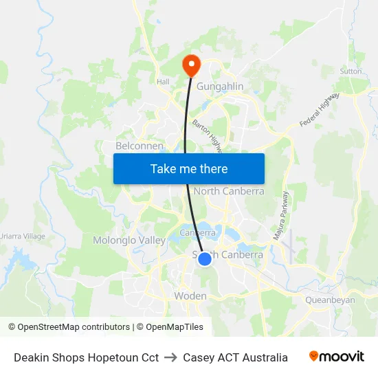 Deakin Shops Hopetoun Cct to Casey ACT Australia map