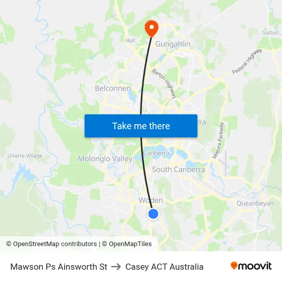 Mawson Ps Ainsworth St to Casey ACT Australia map