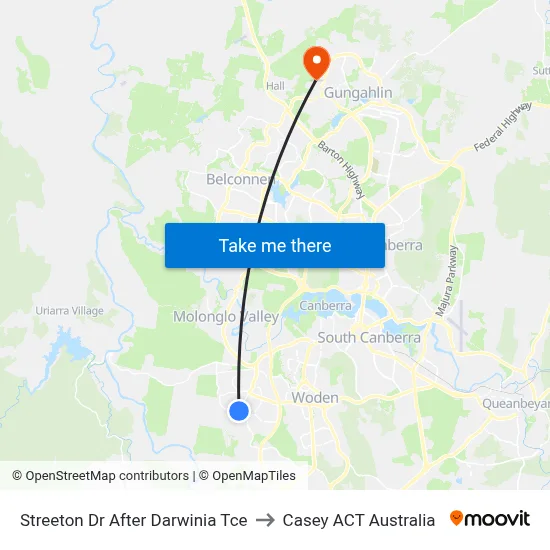 Streeton Dr After Darwinia Tce to Casey ACT Australia map