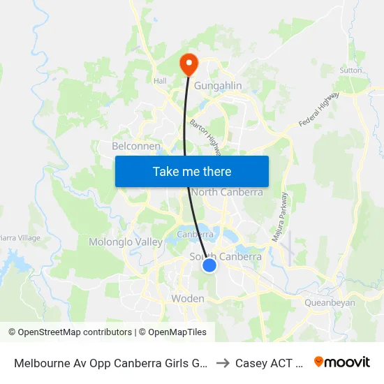 Melbourne Av Opp Canberra Girls Grammar Senior Sch to Casey ACT Australia map