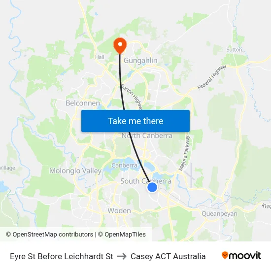 Eyre St Before Leichhardt St to Casey ACT Australia map