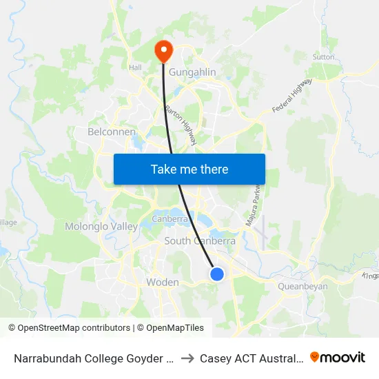 Narrabundah College Goyder St to Casey ACT Australia map