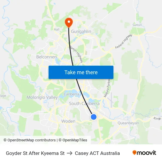 Goyder St After Kyeema St to Casey ACT Australia map