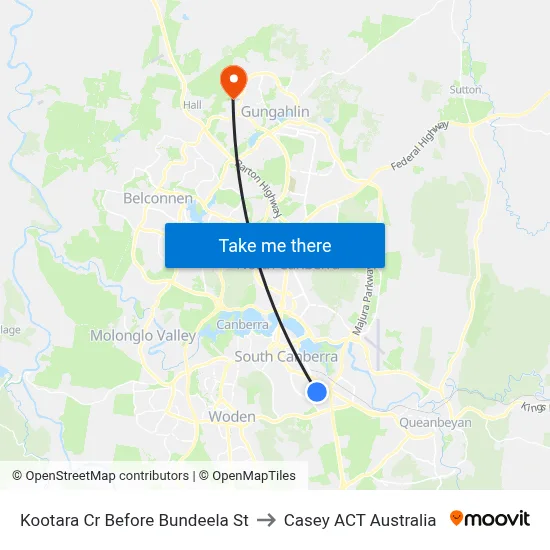 Kootara Cr Before Bundeela St to Casey ACT Australia map