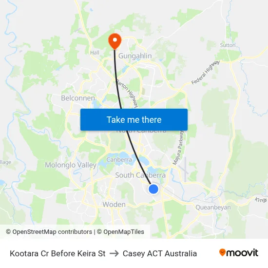Kootara Cr Before Keira St to Casey ACT Australia map