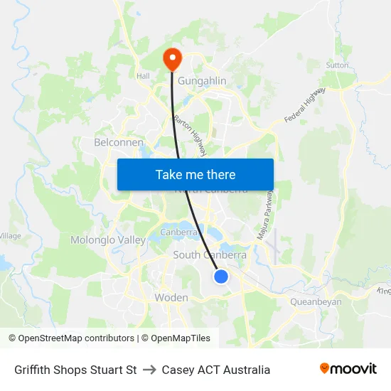 Griffith Shops Stuart St to Casey ACT Australia map