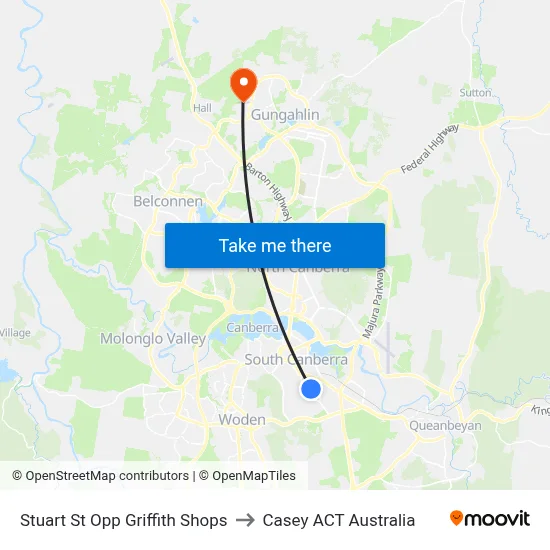 Stuart St Opp Griffith Shops to Casey ACT Australia map